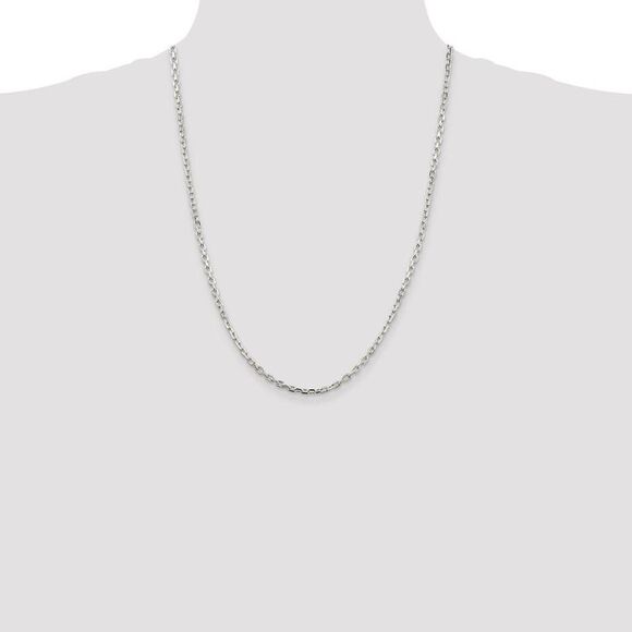 3.25mm Sterling Silver Solid Beveled Oval Cable Chain Necklace, 24 In - Picture 2 of 8